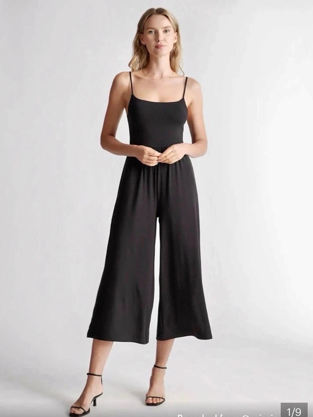 Quince Tencel Knit Jumpsuit Black Large